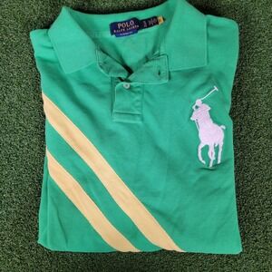 Polo Ralph Lauren Classic Fit Polo Shirt Big Pony‎ Logo Green Yellow XL